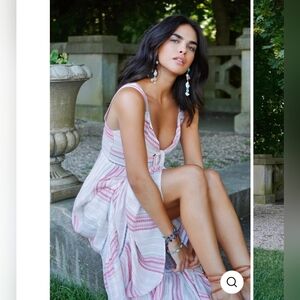 Allison Bella Metallic Pink Striped Maxi Dress Size S